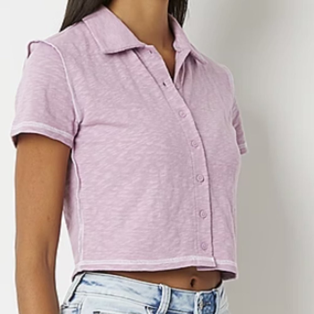 Forever 21 Juniors Womens Short Sleeve Button-Down Shirt